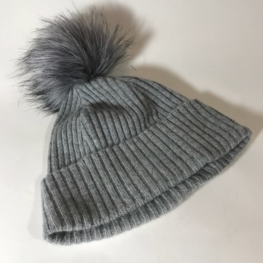 Halogen cashmere, wool and faux fur trim hat